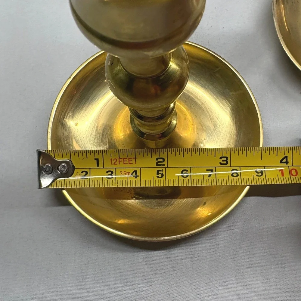 Solid Brass Candlestick Holders Set of 2 Gold Vintage Good Traditional India
